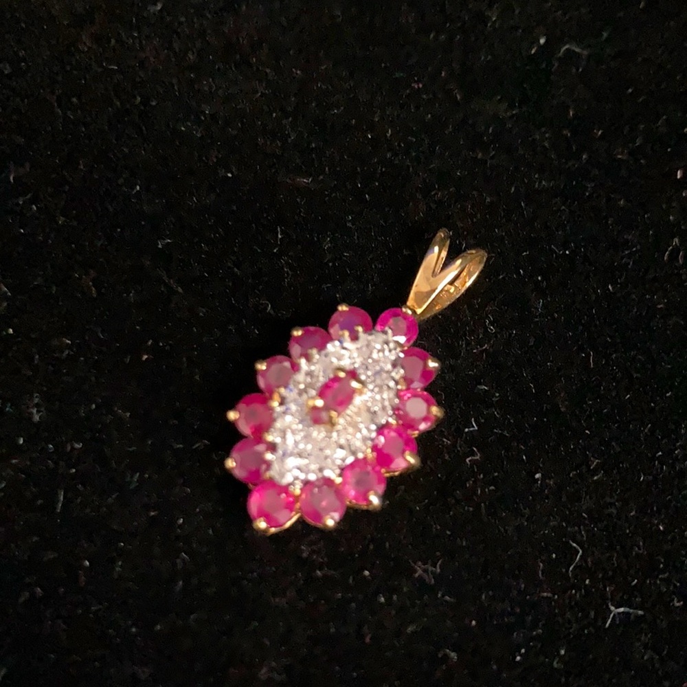 Gorgeous Ruby,Diamond & 14k yellow gold Pendant
